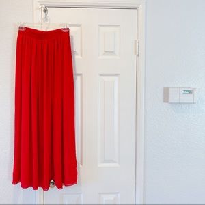 Bright red maxi skirt